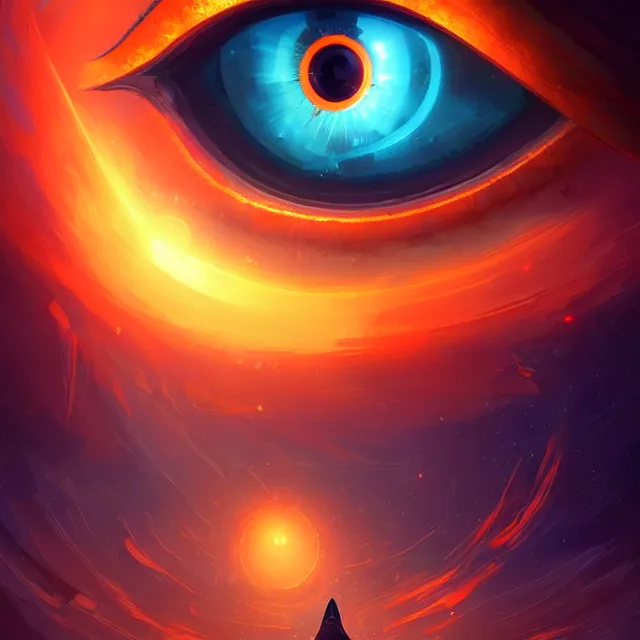 Prompt: the eye of horus, orange and teal color scheme, atmospheric lighting, intricate, volumetric lighting, beautiful, sharp focus, ultra detailed, in the art style of marc simonetti, bowater charlie and brom gerald, astrophotography