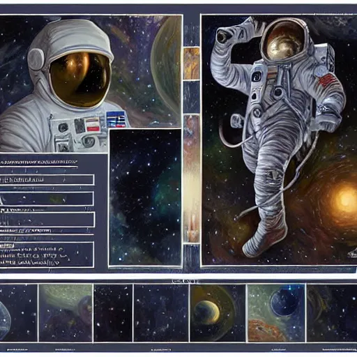 Prompt: Character sheet of Astronaut by Donato Giancola