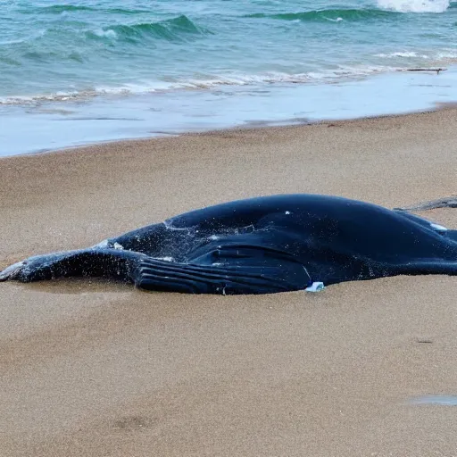 Prompt: whale washed up on beach