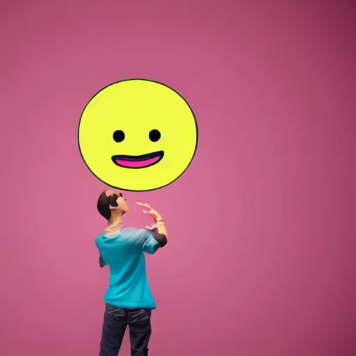 Image similar to crazy emoji looks at the camera, light pink background, drawing,