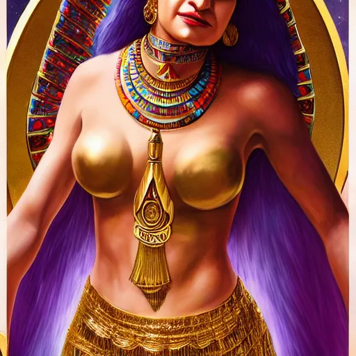 Image similar to a detailed fantasy character portrait of om kalthoum as egyptian goddess of music by lauri blank, artgerm, evelyn de morgan, 8K, 50mm lens