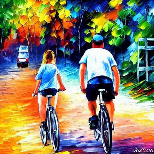 Image similar to Riding a bike, by Afremov, Leonid