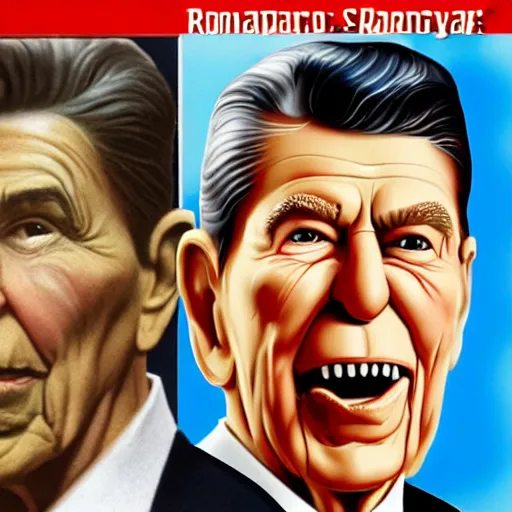 Prompt: claymation ronald reagan vs dinosaur