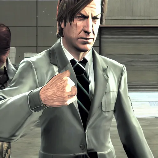 Image similar to Saul Goodman at Metal Gear Solid game on PS one