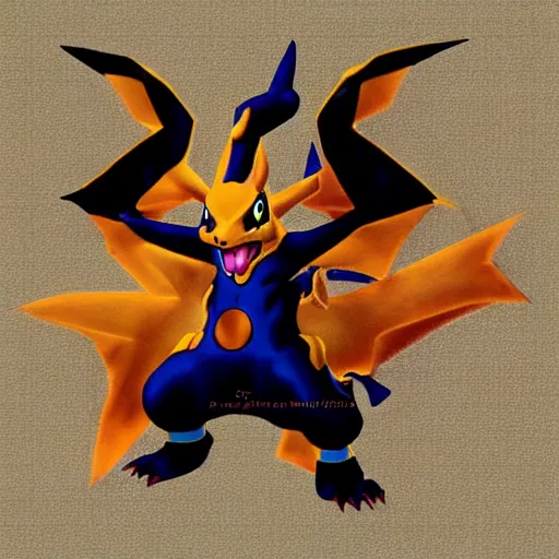 Prompt: fusion between charizard and pikachu