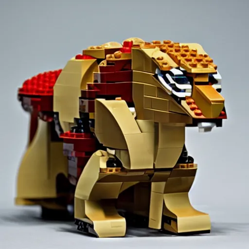 Image similar to ocelot cat side view lego set “ geoff darrow ”