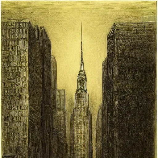 Prompt: New york city, by gustave dore and william blake