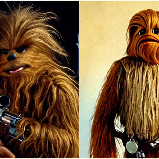 Prompt: Chewbacca as a muppet in the movie muppet treasure island