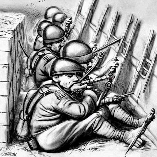 cartoon soldier in trench