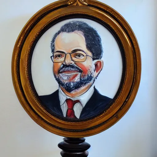 Prompt: portrait en buste of Luis inacio Lula da Silva, painting art