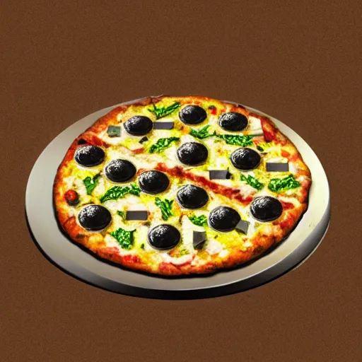 Image similar to brutalist pizza