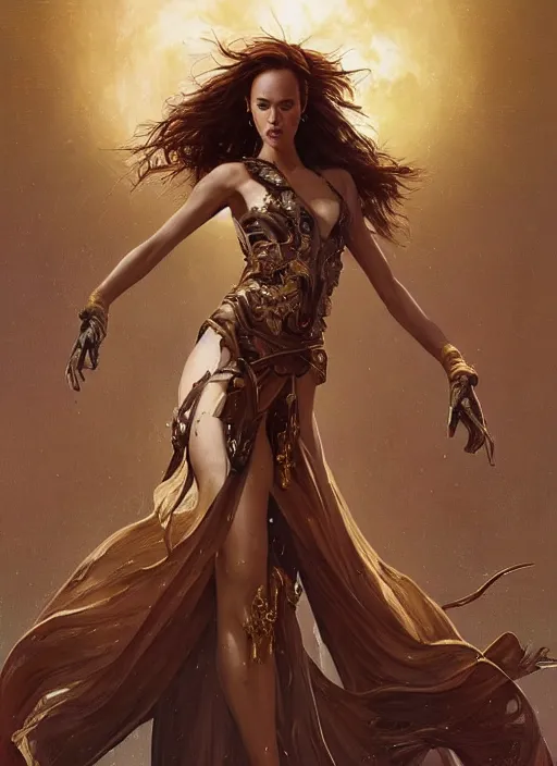 Prompt: portrait of Catriona Gray as a ever reaching swashbuckling Goddess of despair, a futuristic diety, fantasy, intricate, elegant, human anatomy, natural light, golden hour, highly detailed, digital painting, artstation, concept art, smooth, sharp focus, illustration, art by brom, tian zi and WLOP and alphonse mucha, masterpiece, 3d blender, mitch foust, Clyde Caldwell