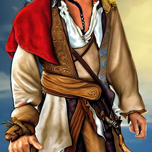 Image similar to Guybrush Threepwood from Monkey Island as Jack Sparrow