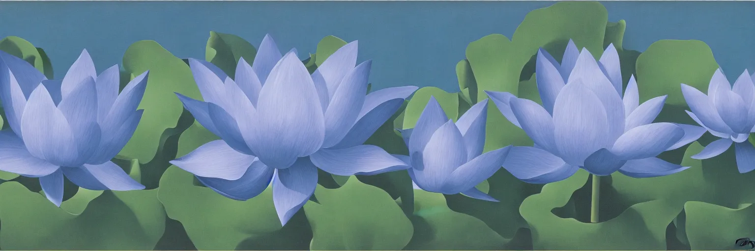 Image similar to blue lotus flower painting magritte