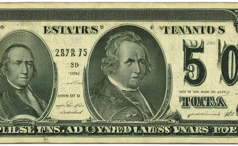 Image similar to rectangular photograph of five dollar u. s. currency note