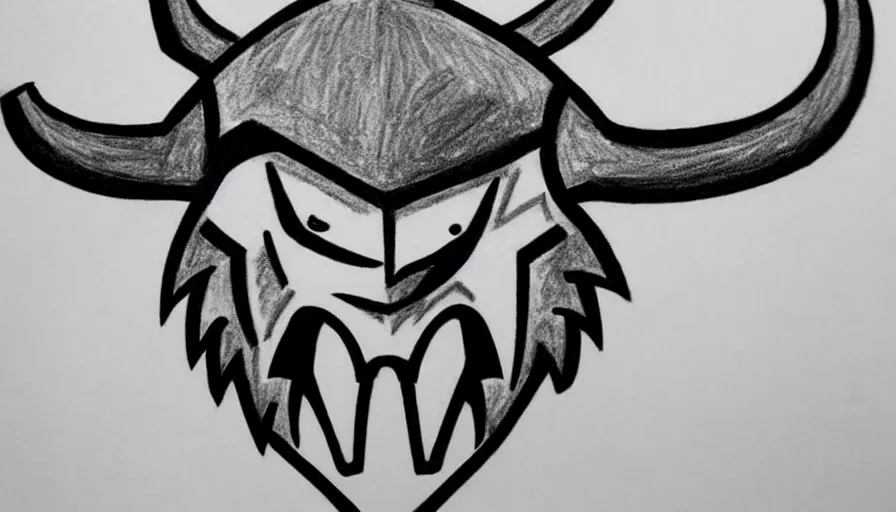 Prompt: pencil sketch!!! of a stylized angry bull head, symbol, sports logo!!!