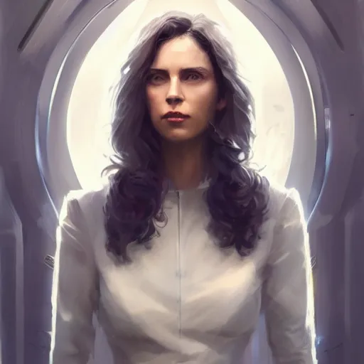 Prompt: Portrait of a woman by Greg Rutkowski, she is about 30 years old, mulato, wavy hair, attractive and beautiful, wifey material, she is wearing a futuristic lawyer outfit, highly detailed portrait, scifi, digital painting, artstation, concept art, smooth, sharp foccus ilustration, Artstation HQ