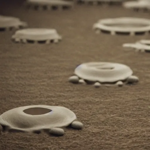 Prompt: heptapods from the arrival, film still from the movie, long lens, shallow depth of field