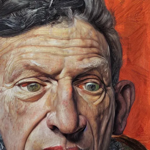 Image similar to high quality high detail painting by lucian freud, hd, portrait of an arab lord, photorealistic lighting