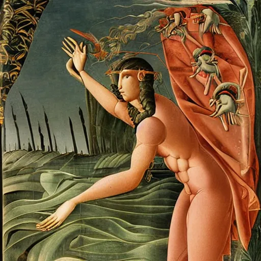 Image similar to cyborg by botticelli