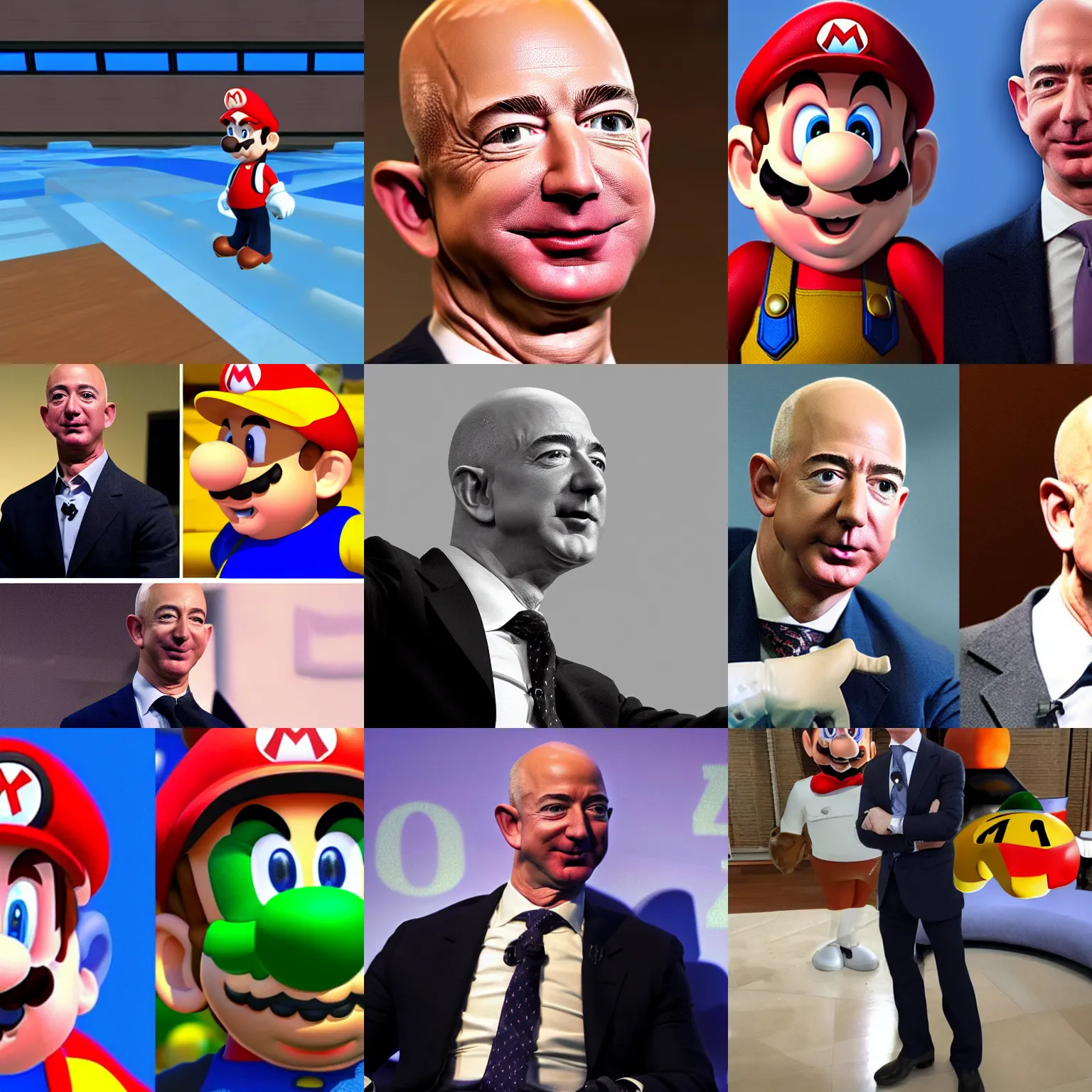 Prompt: Jeff Bezos as a character in Mario64