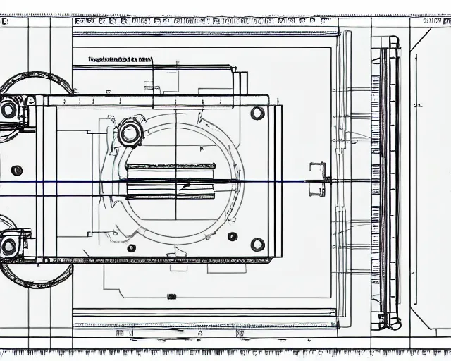 Image similar to autocad schematics for a time machine, smooth, 8 k, sharp focus