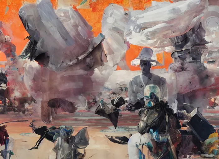 Prompt: a still from a science fiction movie by matthew barney, alejandro jodorowsky and wes anderson, oil painting by adrian ghenie and ben quilty