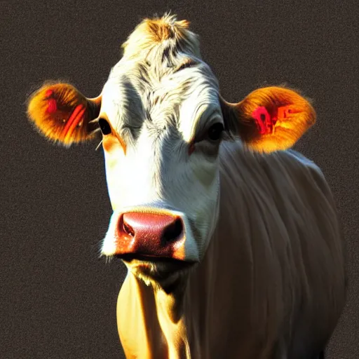 Prompt: detailed picture of a cow having a cigarette