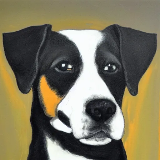 Image similar to Portrait of dog, fine art, made by John emms