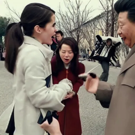 Image similar to emma watson yelling at xi jinping