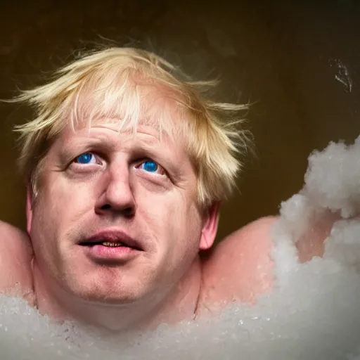 Image similar to boris johnson in a bathtub full of beans, sharp focus, hyper realistic, sony 5 0 mm lens