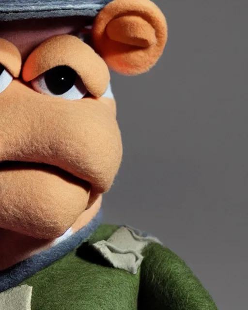 Image similar to hank schrader as a muppet. highly detailed felt. hyper real photo. 4 k.