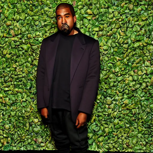 Prompt: kanye west dressed up as an avocado, red carpet photography