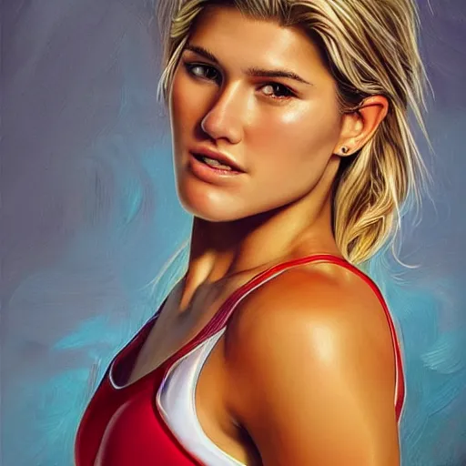 Image similar to eugenie bouchard in the style of stefan kostic, realistic, full body, sharp focus, 8 k high definition, insanely detailed, intricate, elegant, art by stanley lau and artgerm