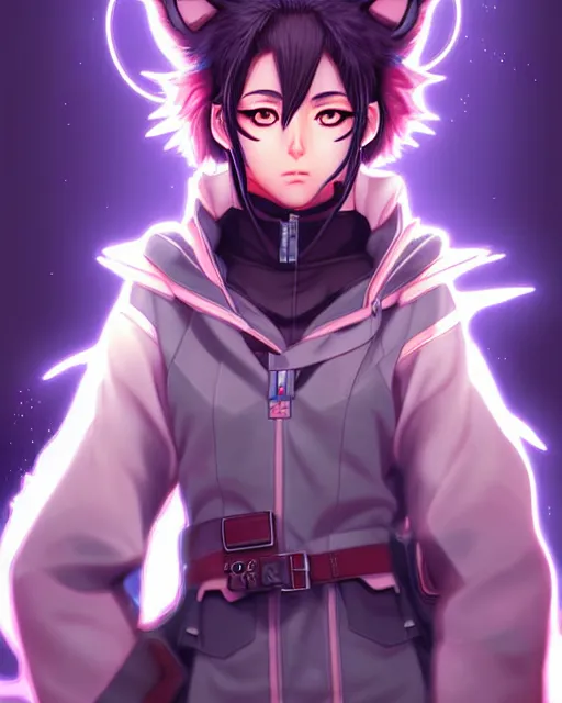 Image similar to Wolf as an anime character digital illustration portrait design by Ross Tran, artgerm detailed, soft lighting from Apex Legends