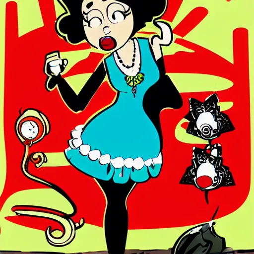 Image similar to Betty Boop in the style of a Raypunk comic book heroine