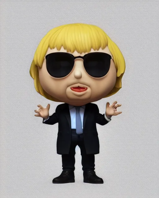 Image similar to full body 3d render of boris johnson as a funko pop, studio lighting, white background, blender, trending on artstation, 8k, highly detailed