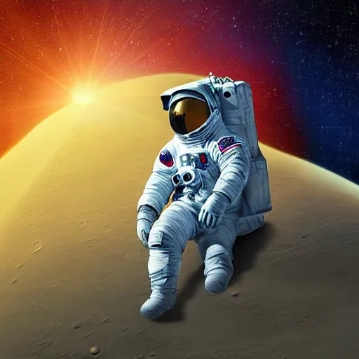 Prompt: An astronaut on the moon, beautiful 8k digital art, vibrant colours
