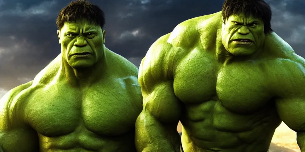 Image similar to dwayne johnson as hulk, highly detailed, environmental light, cinematic by francis tneh