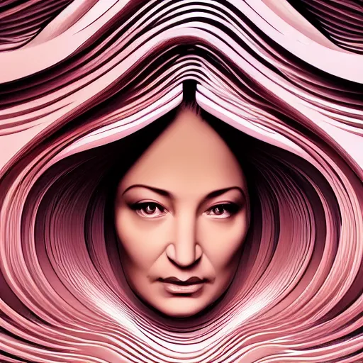 Prompt: woman face as zaha hadid architecture photo realistic symmetrical