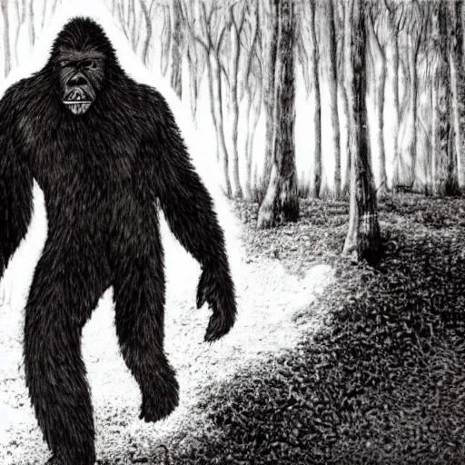 Image similar to bigfoot chasing a human