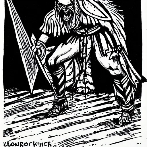 Image similar to warrior walking on the road, old school dungeons and dragons art, old school fpr, black and white image