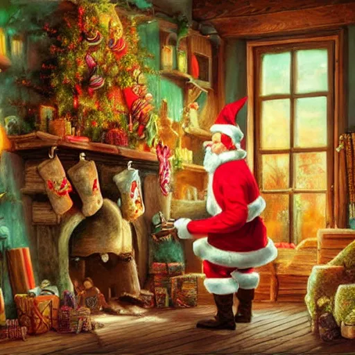 santa's workshop, magical, dreamy, pastel painting | Stable Diffusion ...