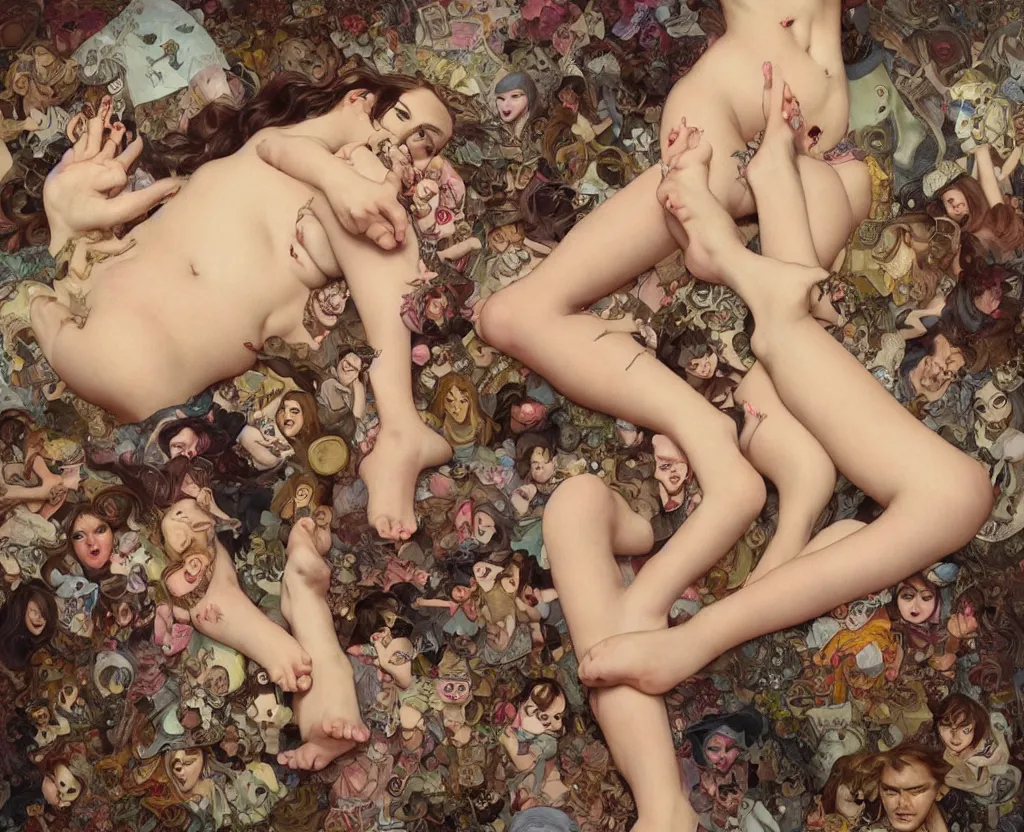 Image similar to quentin tarantino's foot harem, by nicoletta ceccoli, mark ryden, lostfish, artgerm, greg rutkowski, alphonse mucha, breathtaking, 8 k resolution, extremely detailed, beautiful, establishing shot, artistic, hyperrealistic, octane render