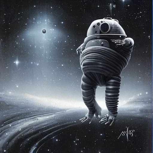 Image similar to the alien cosmic transcendent tardigrade that awaits you at the end of all of space and time. by les edwards and ansel adams