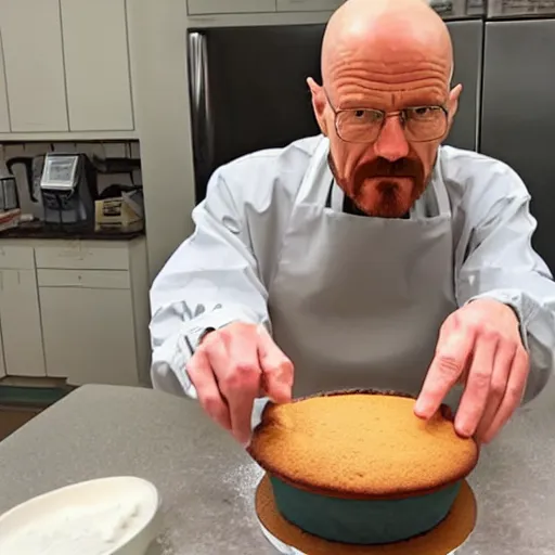 Image similar to Walter white baking a cake