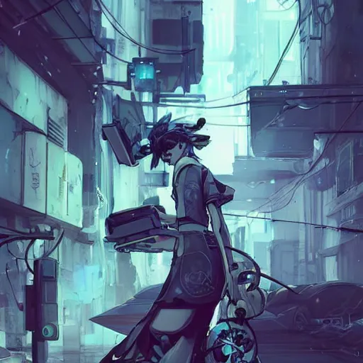 Image similar to white and teal colors. highly detailed post-cyberpunk sci-fi utility poles in style of cytus and deemo, mysterious vibes, by Akihiko Yoshida, by Greg Tocchini, nier:automata, set in half-life 2, beautiful with eerie vibes, very inspirational, very stylish, surrealistic, perfect digital art, mystical journey in strange world, bastion game