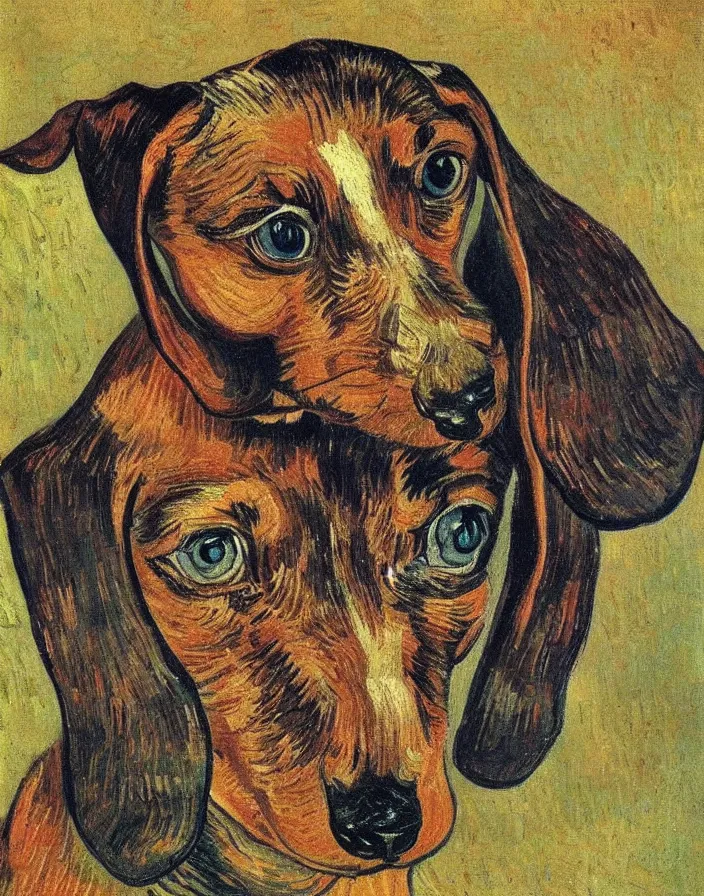 Image similar to Portrait of a dachshund, Vincent Van Gogh