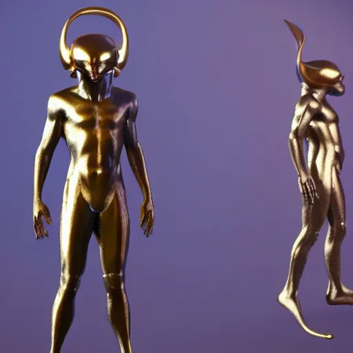 Prompt: a beautiful young male alien with ombre silver and gold skin, cinematic realistic, unreal engine 5,