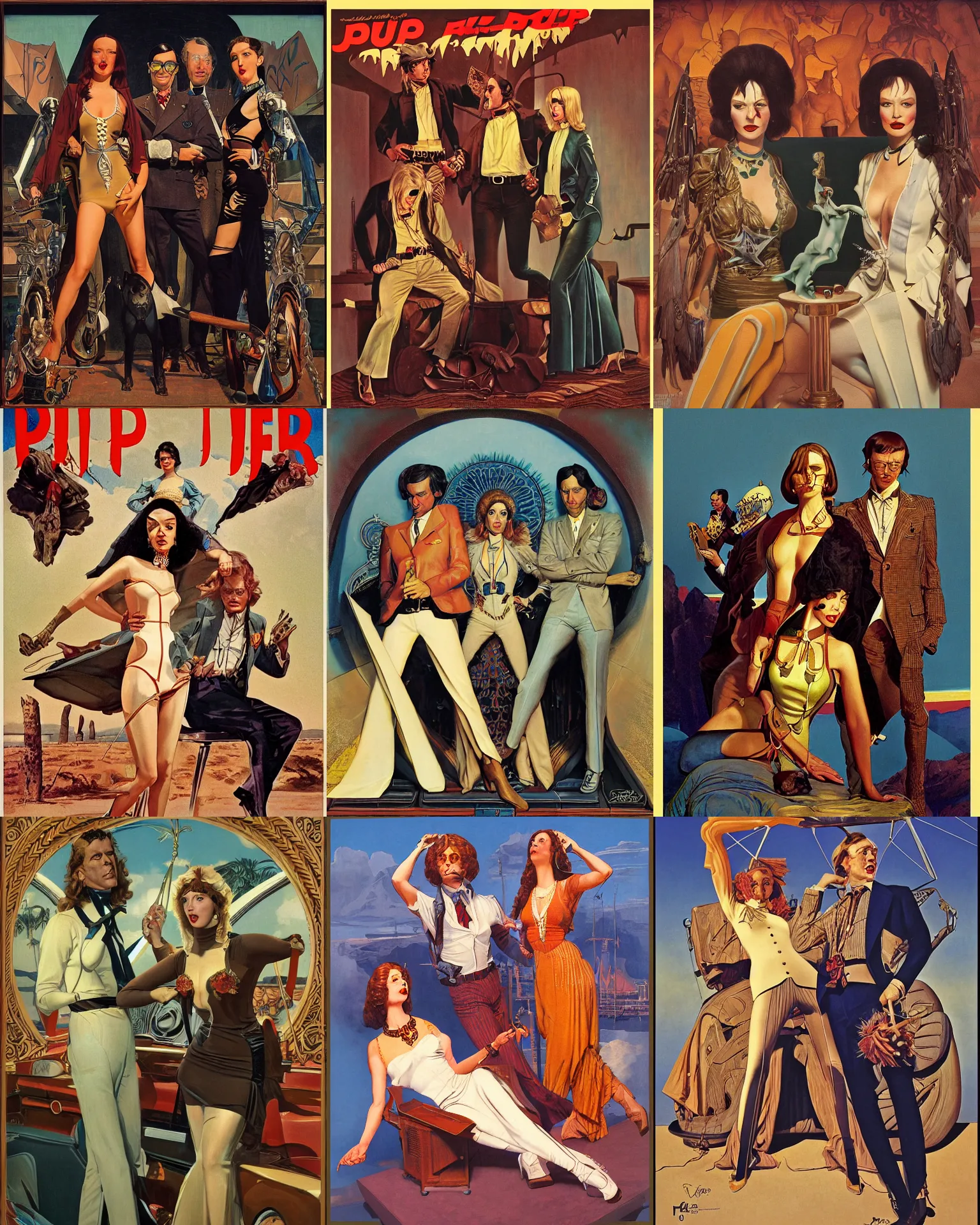 Image similar to pulp art, artwork by Joseph Leyendecker and Robert McGinnis and Alfred Henry Maurer, 3d octane blender render, Hipple and boho 1970s, progressive rock album cover